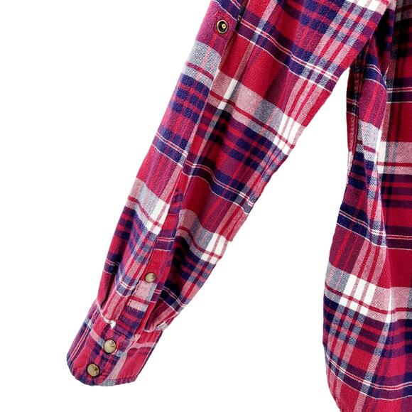 Jachs Girlfriend Red Blue and White Button Up Long Sleeve Plaid Shirt Women’s M - Picture 3 of 7